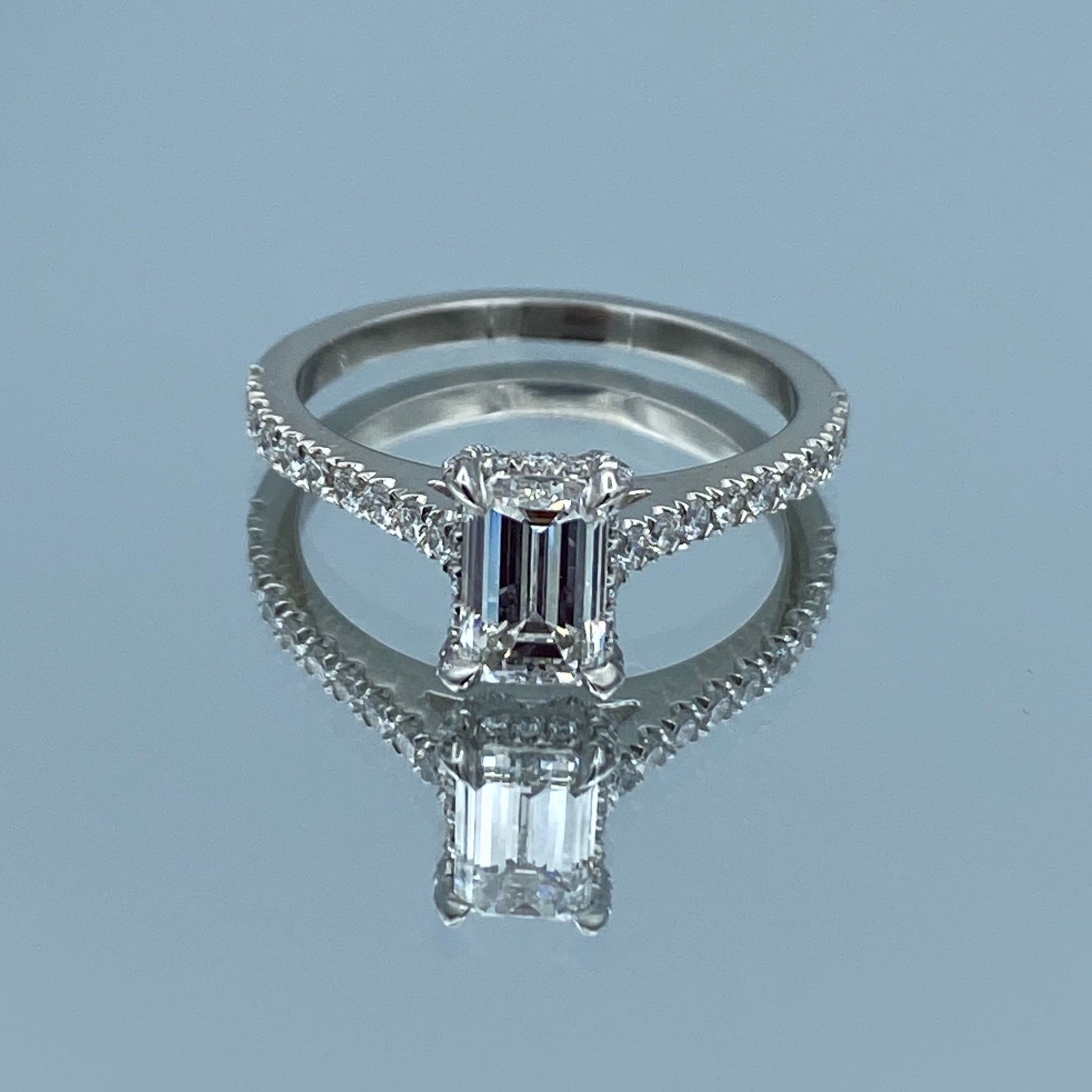 Emerald-Cut Diamond Engagement Ring in 14K White Gold - L and L Jewelry