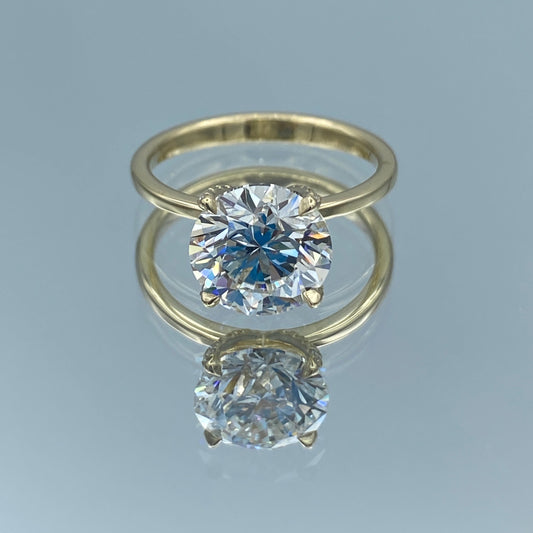 Round Brilliant-Cut Diamond Engagement Ring in 14K Yellow Gold - L and L Jewelry