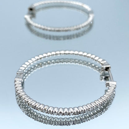 Diamond Hoop Earrings in 14K White Gold - L and L Jewelry