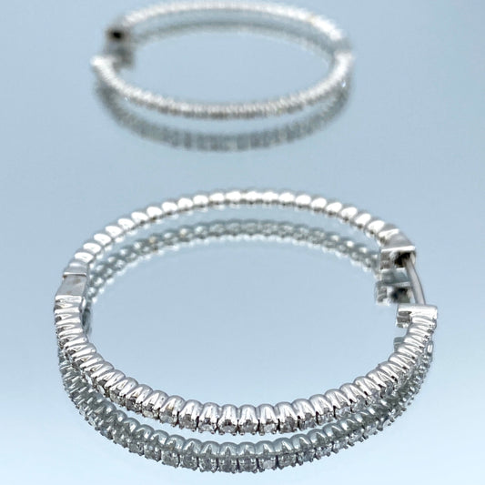 Diamond Hoop Earrings in 14K White Gold - L and L Jewelry