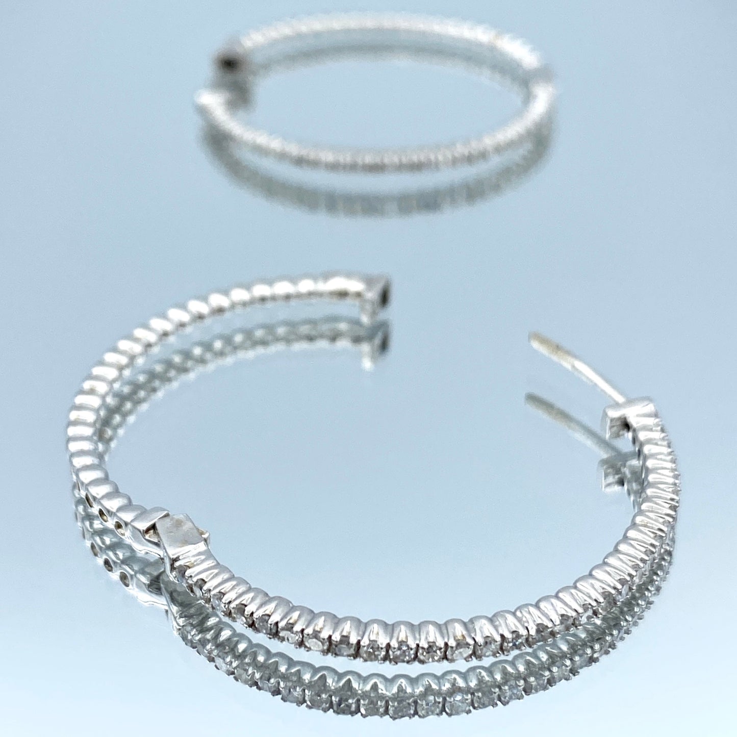 Diamond Hoop Earrings in 14K White Gold - L and L Jewelry