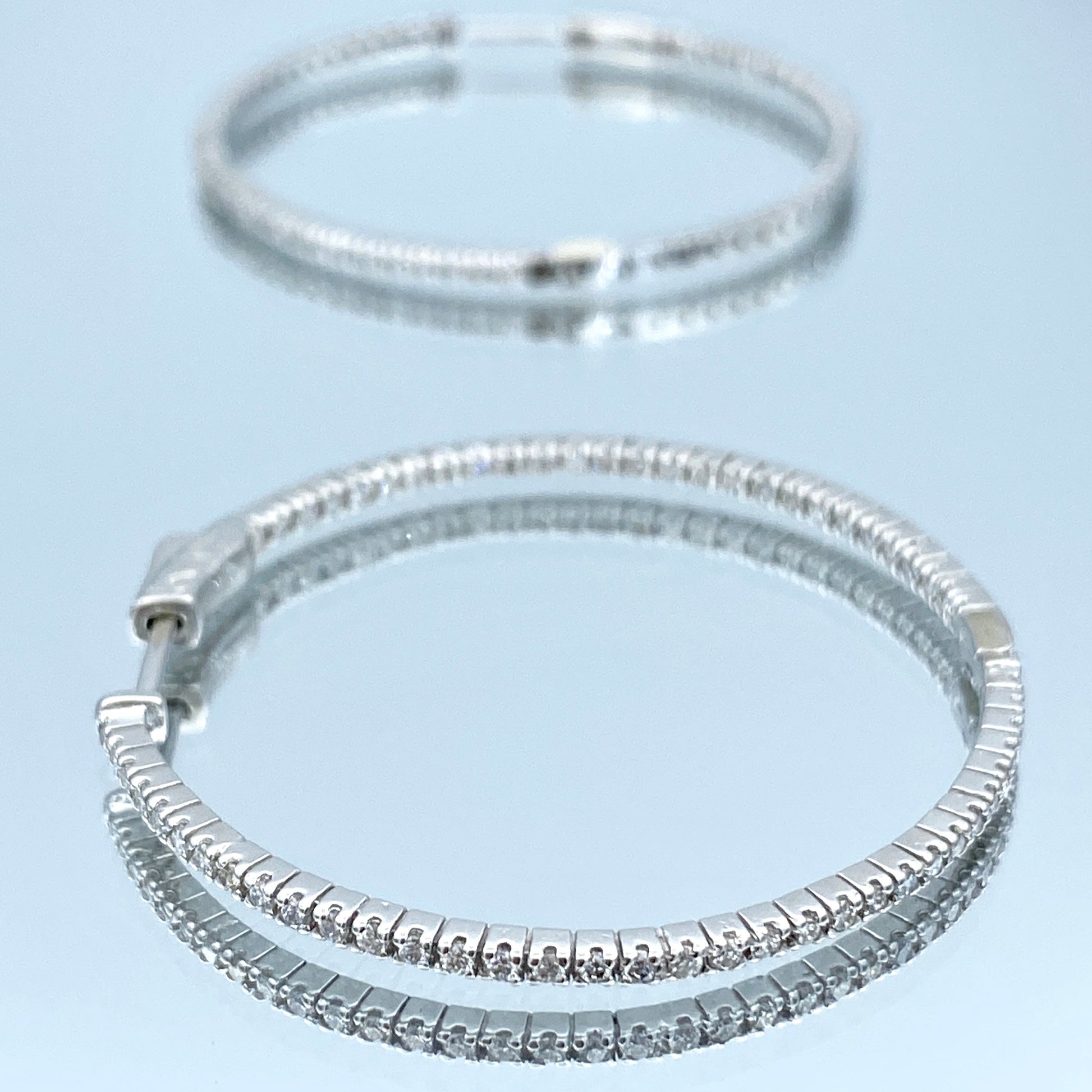 Inside-Out Diamond Hoop Earrings in 14K White Gold - L and L Jewelry