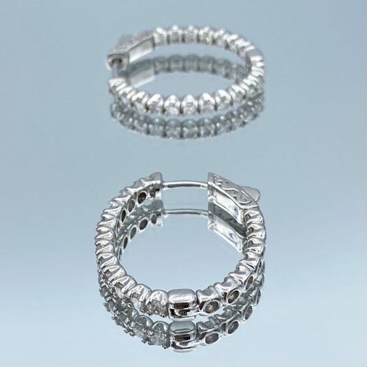 Inside-Out Diamond Hoop Earrings in 14K White Gold - L and L Jewelry