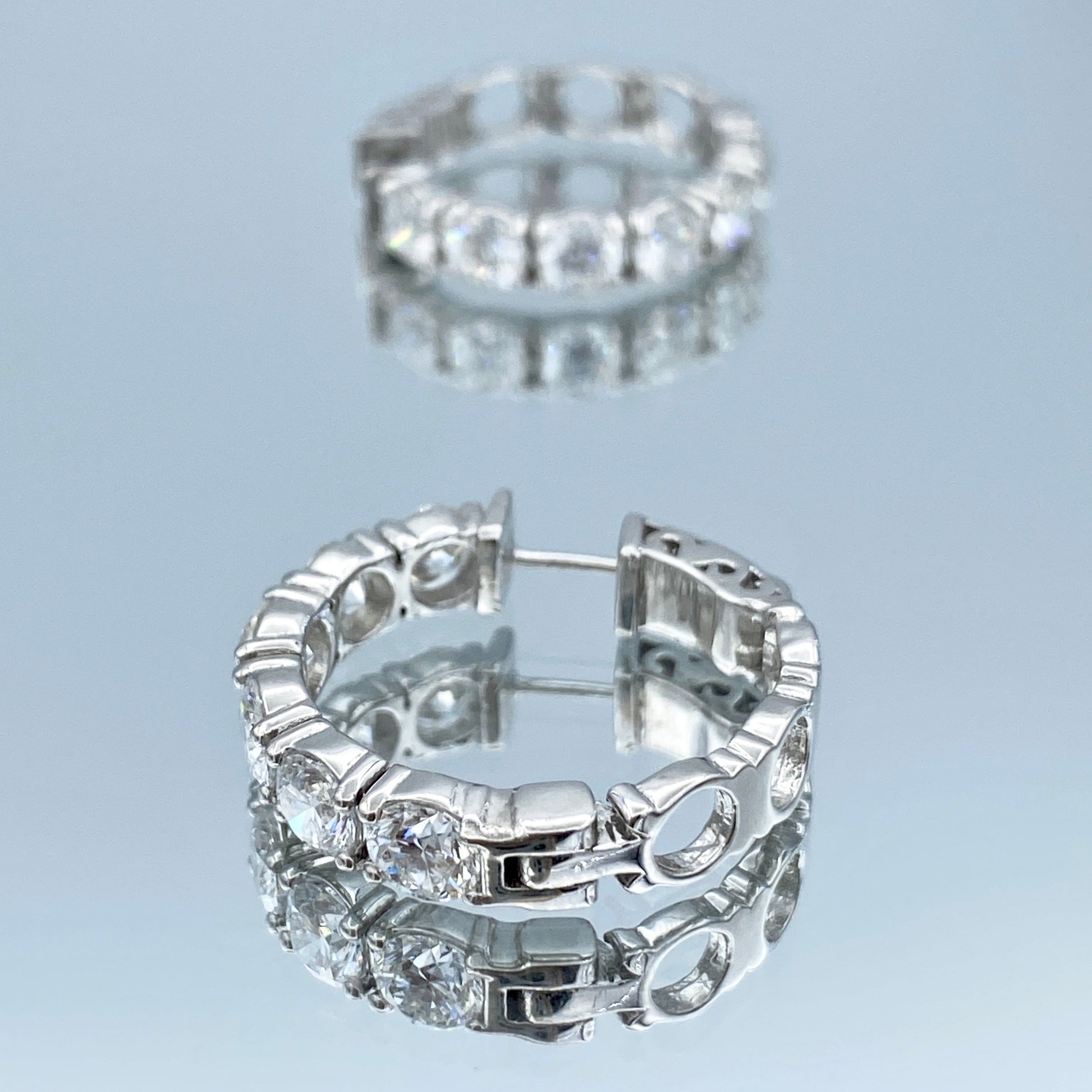 Diamond Hoop Earrings in 14K White Gold - L and L Jewelry