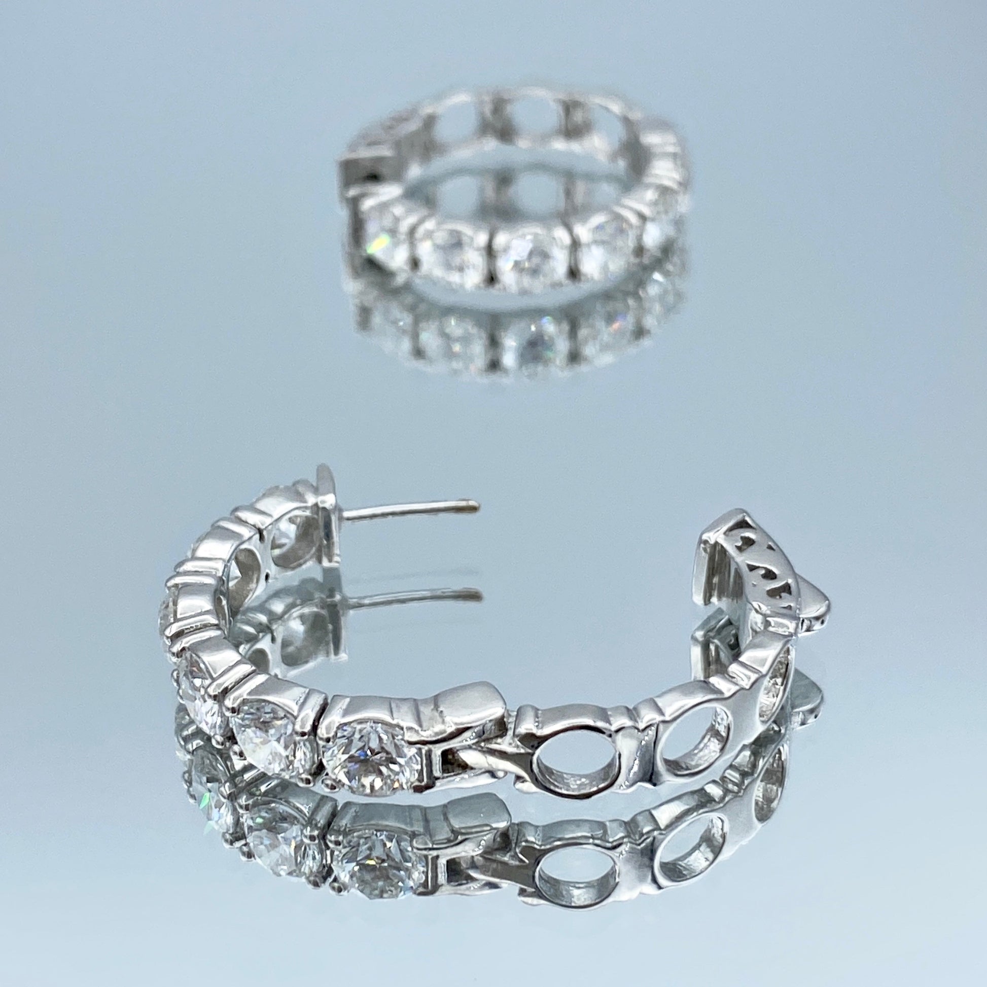 Diamond Hoop Earrings in 14K White Gold - L and L Jewelry