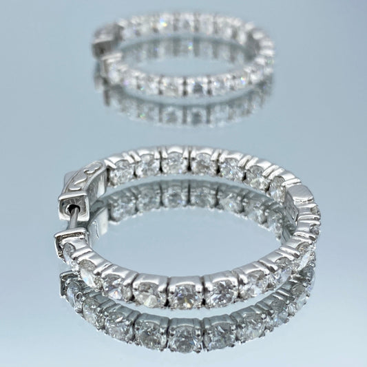 Inside-Out Diamond Hoop Earrings in 14K White Gold - L and L Jewelry