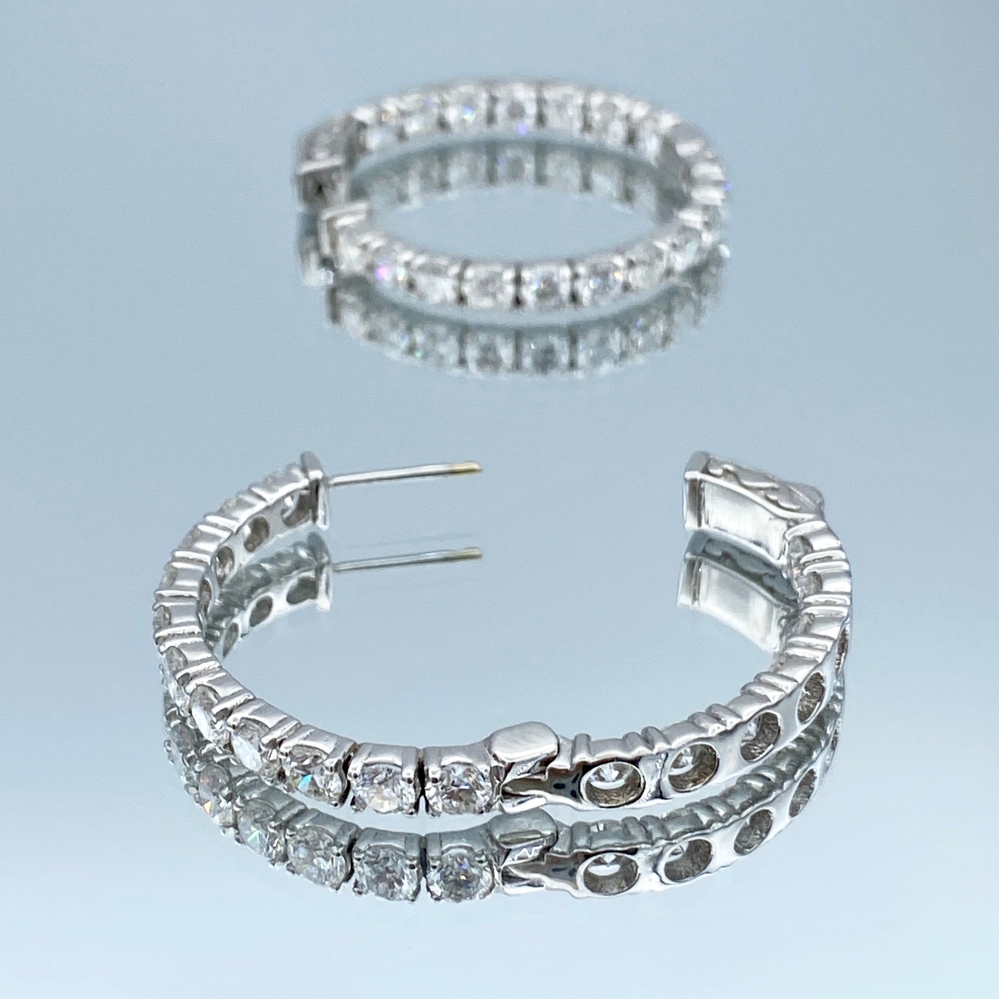 Inside-Out Diamond Hoop Earrings in 14K White Gold - L and L Jewelry