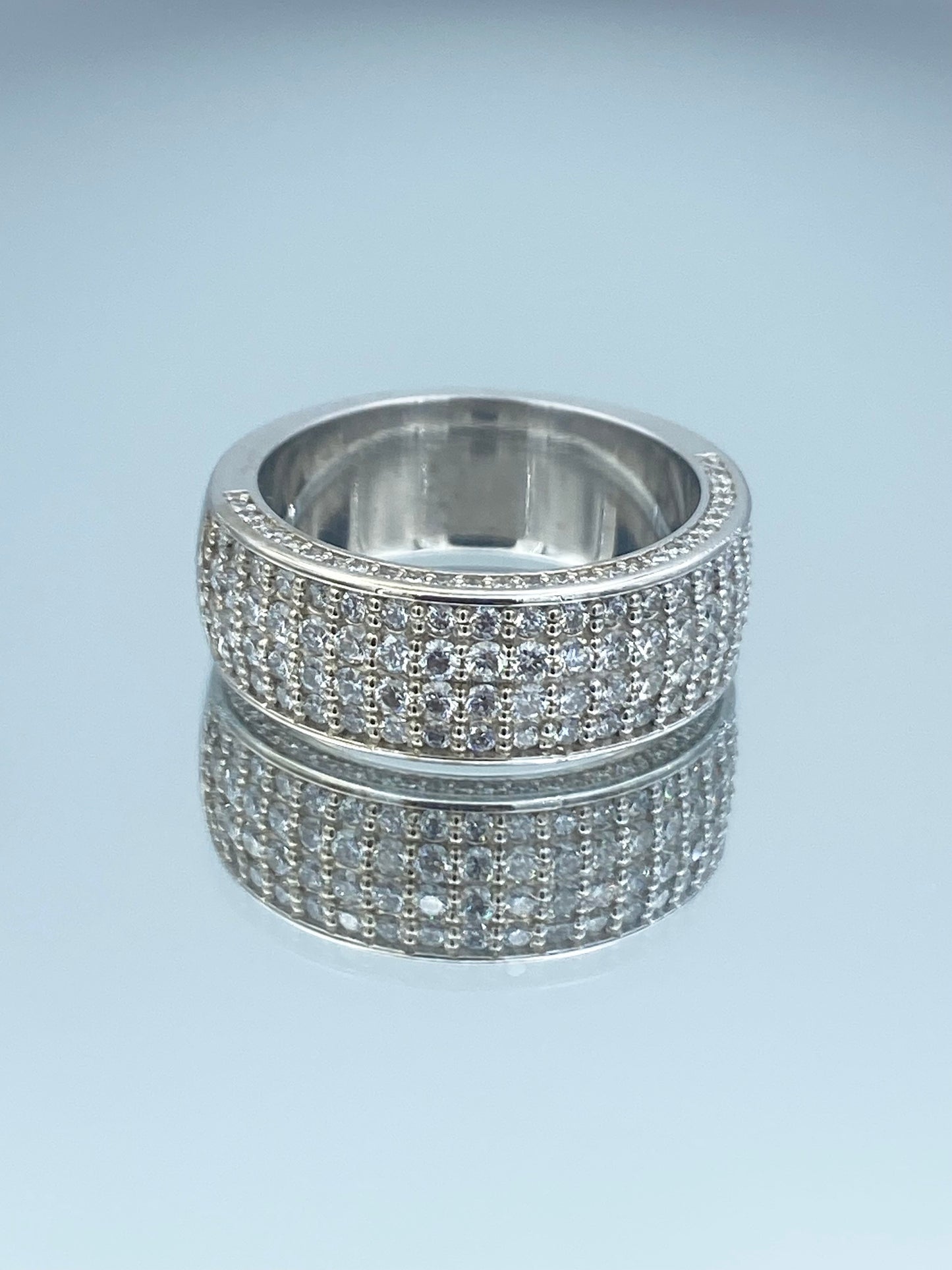 Men's Pave Round Brilliant-Cut Diamond Band in 14K White Gold - L and L Jewelry