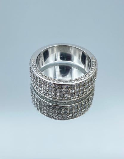 Men's Pave Round Brilliant-Cut Diamond Band in 14K White Gold - L and L Jewelry