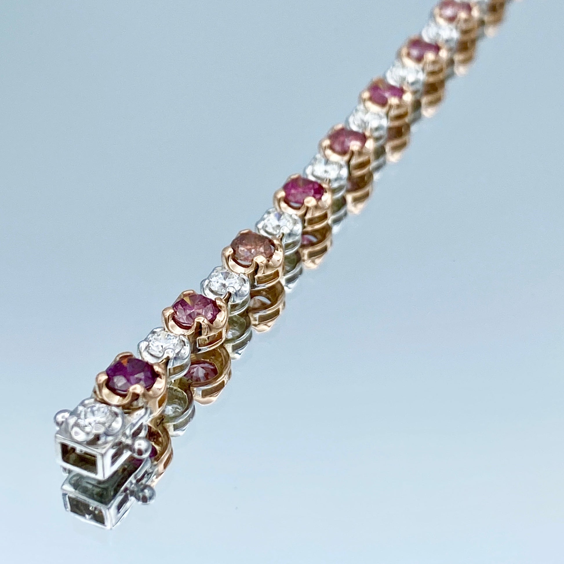 Purple Diamond and White Diamond Bracelet in 14K Rose and White Gold - L and L Jewelry