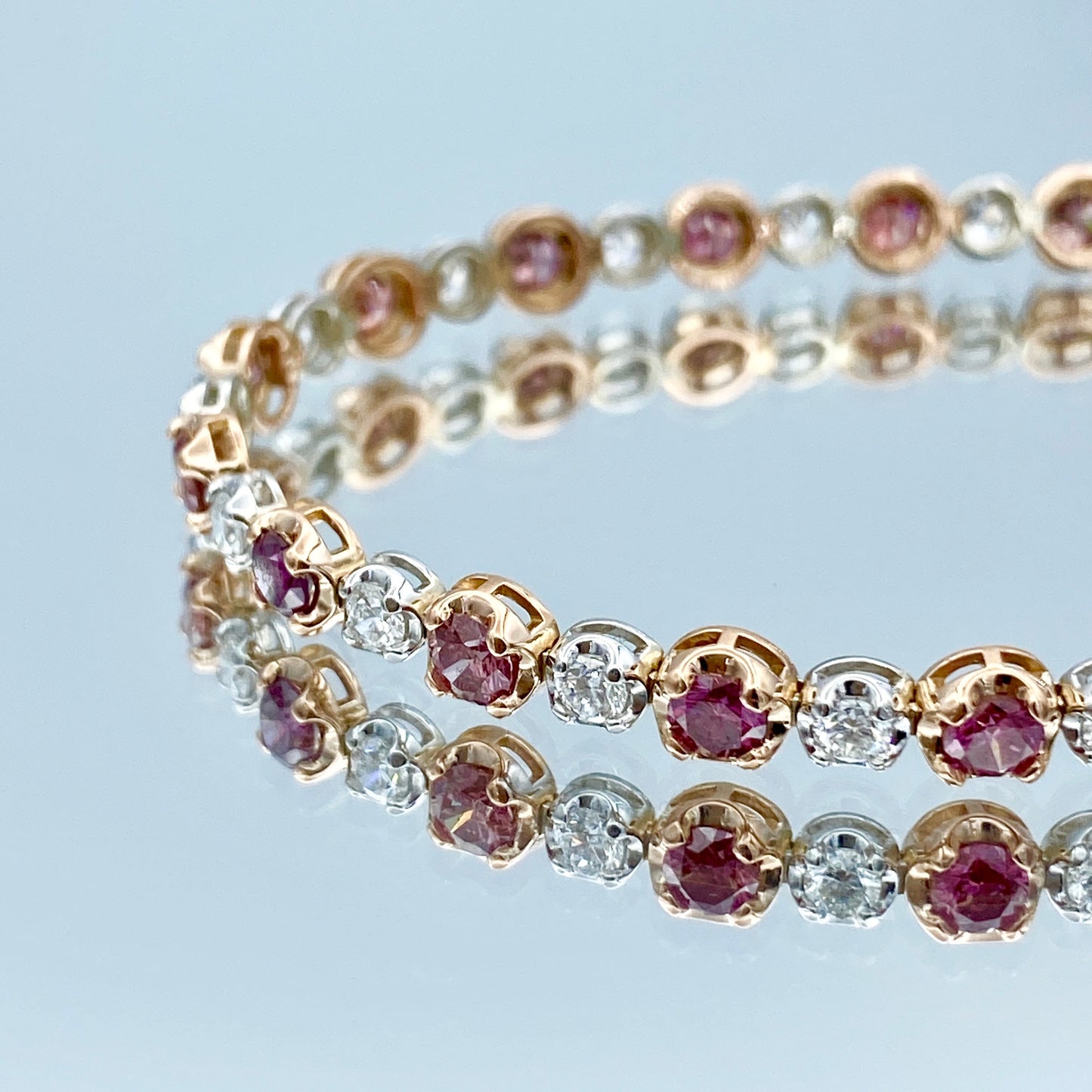 Purple Diamond and White Diamond Bracelet in 14K Rose and White Gold - L and L Jewelry