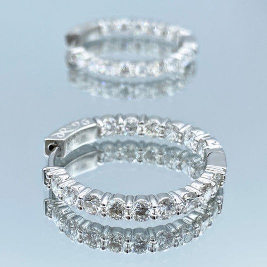 Inside-Out Diamond Hoop Earrings in 14K White Gold - L and L Jewelry