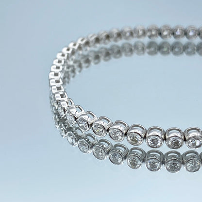 Bezel-Set Diamond Tennis Bracelet in 14K White Gold - L and L Jewelry