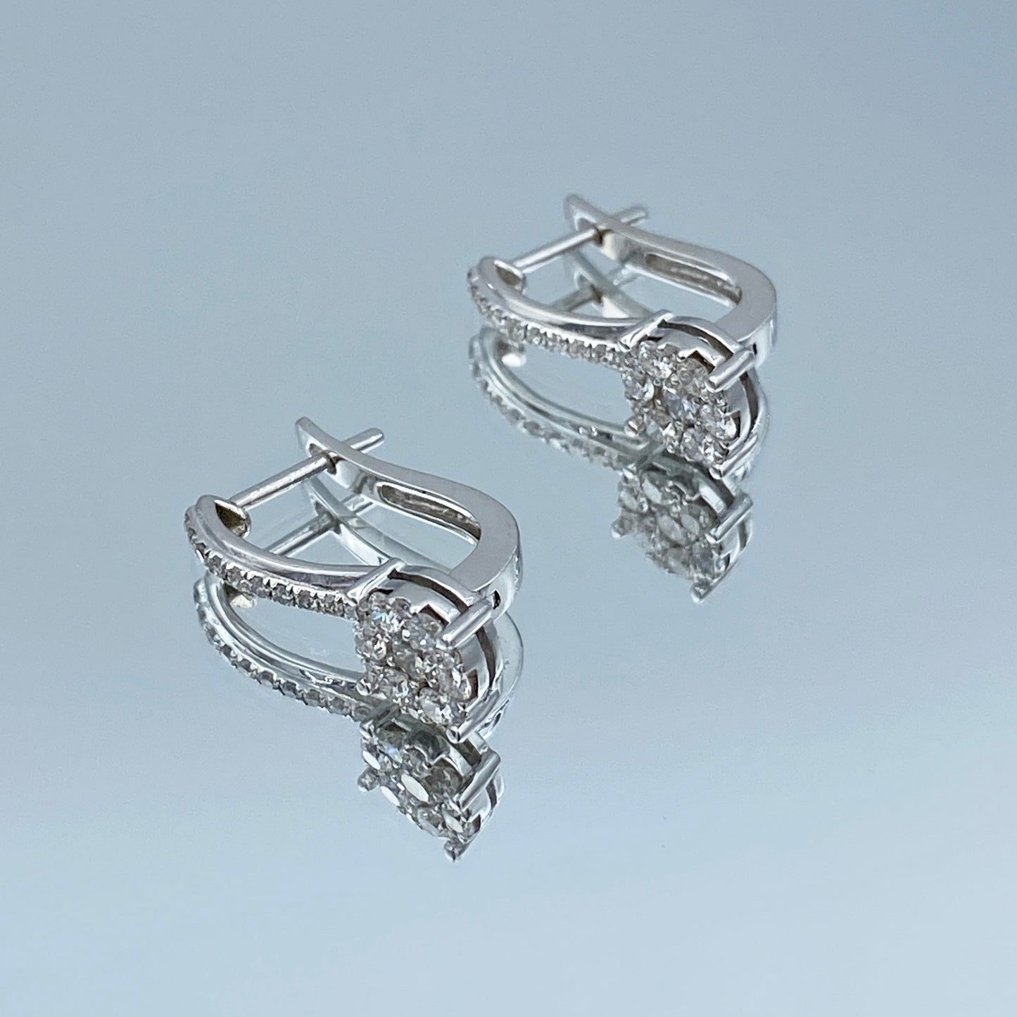 Diamond Leverback Drop Earrings in 14k White Gold - L and L Jewelry