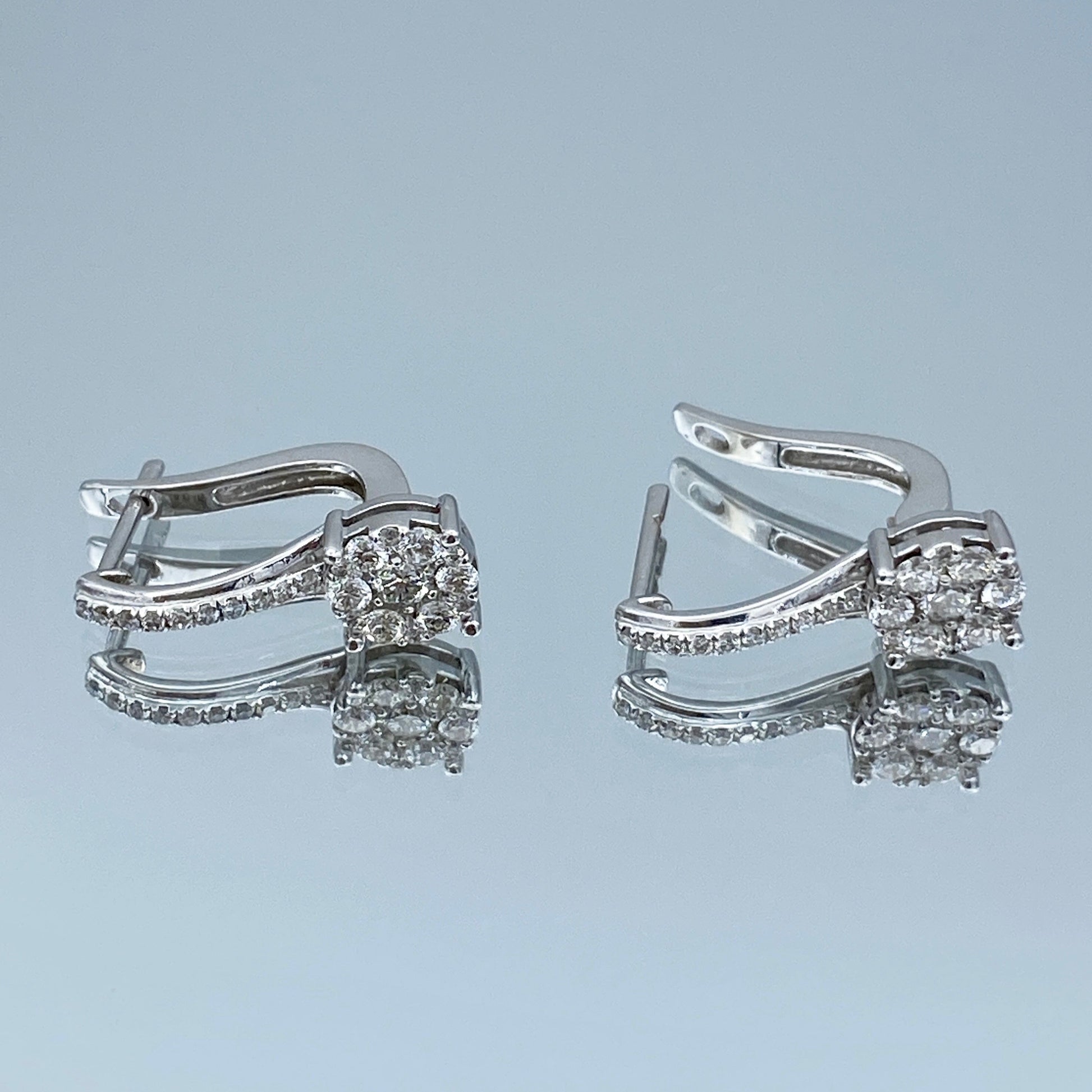 Diamond Leverback Drop Earrings in 14k White Gold - L and L Jewelry