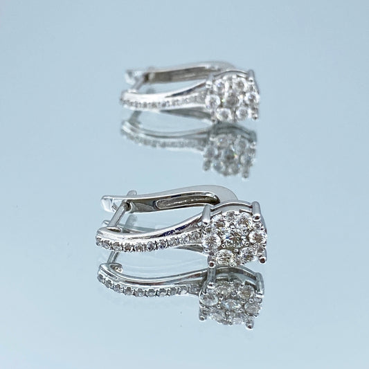 Diamond Leverback Drop Earrings in 14k White Gold - L and L Jewelry