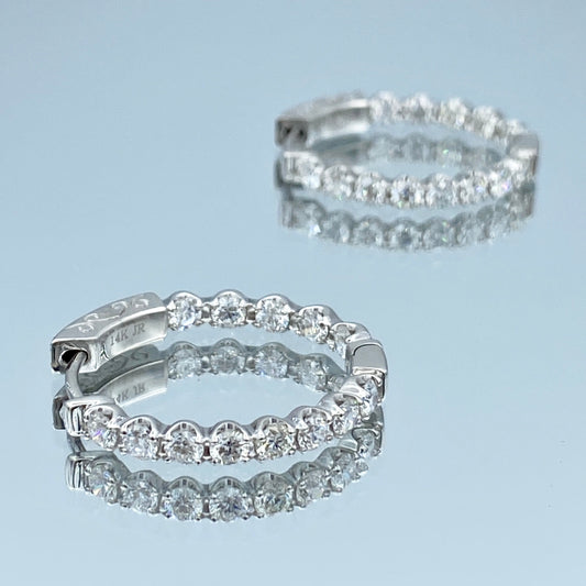 Inside-Out Diamond Hoop Earrings in 14K White Gold - L and L Jewelry