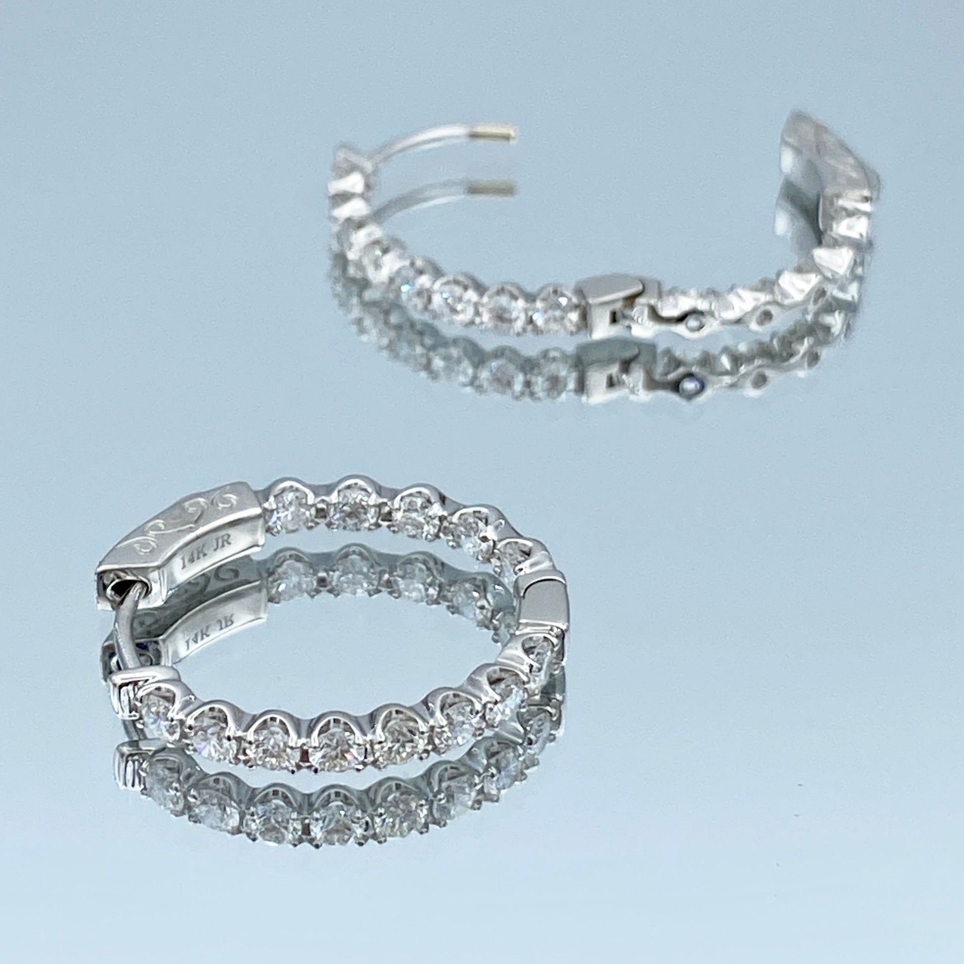 Inside-Out Diamond Hoop Earrings in 14K White Gold - L and L Jewelry