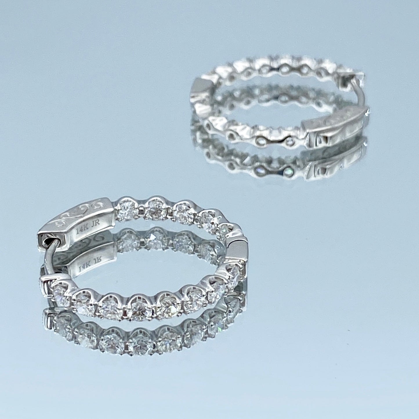 Inside-Out Diamond Hoop Earrings in 14K White Gold - L and L Jewelry