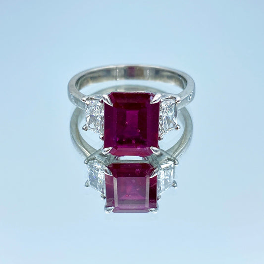 Ruby and Diamond Ring in Platinum - L and L Jewelry