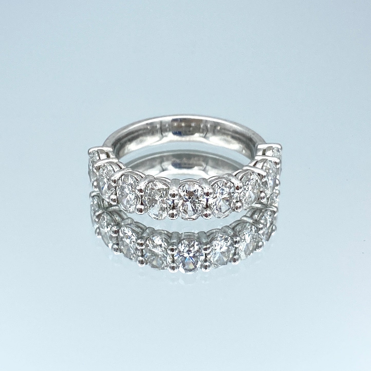 Nine-Stone Oval-Cut Diamond Ring in 14K White Gold - L and L Jewelry