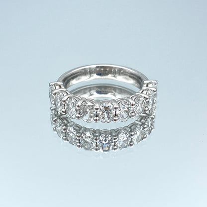Nine-Stone Oval-Cut Diamond Ring in 14K White Gold - L and L Jewelry