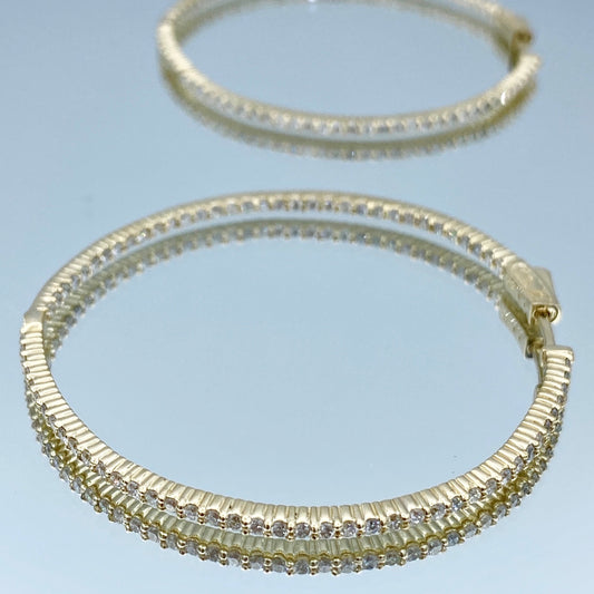 Inside-Out Diamond Hoop Earrings in 14K Yellow Gold - L and L Jewelry