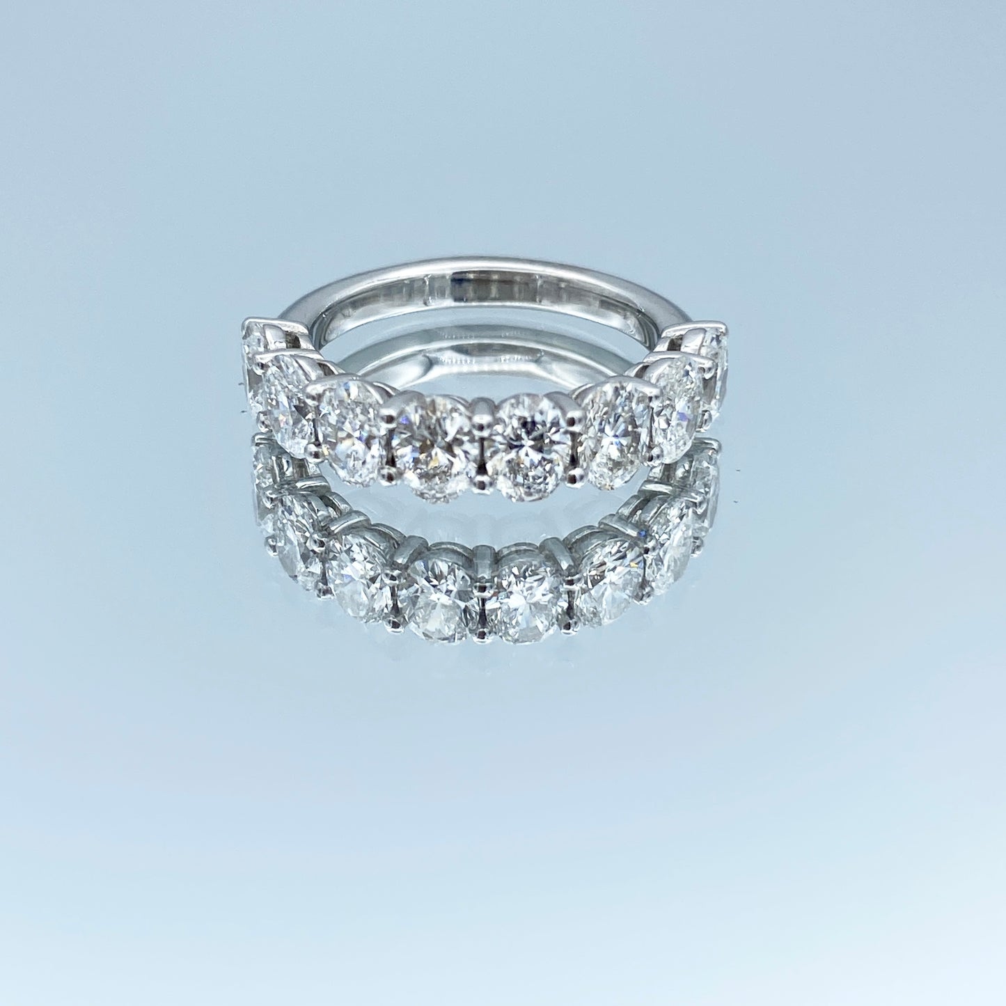 Eight-Stone Oval-Cut Diamond Ring in Platinum - L and L Jewelry