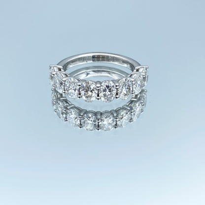 Eight-Stone Oval-Cut Diamond Ring in Platinum - L and L Jewelry