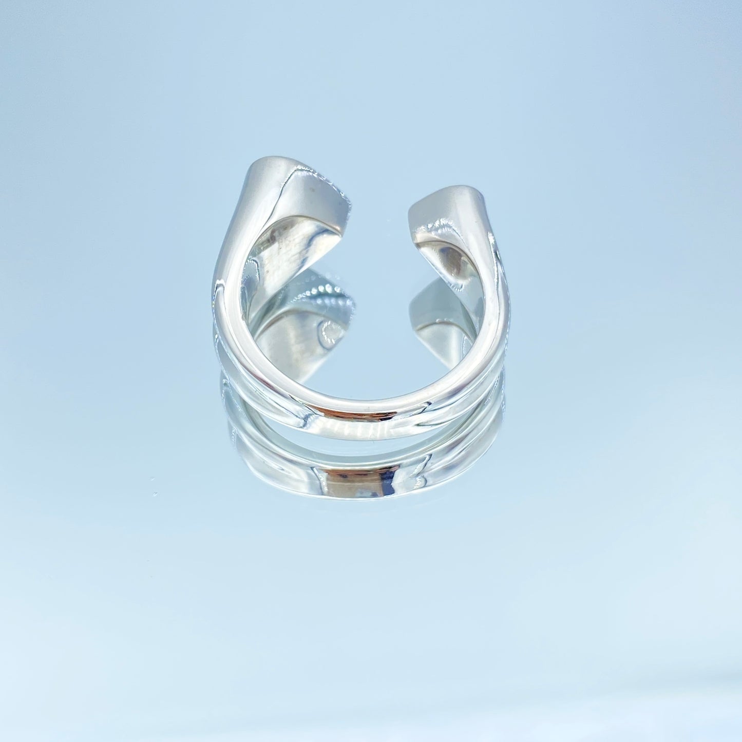 Double Heart Shape Diamond Cuff Ring in 14K White Gold - L and L Jewelry