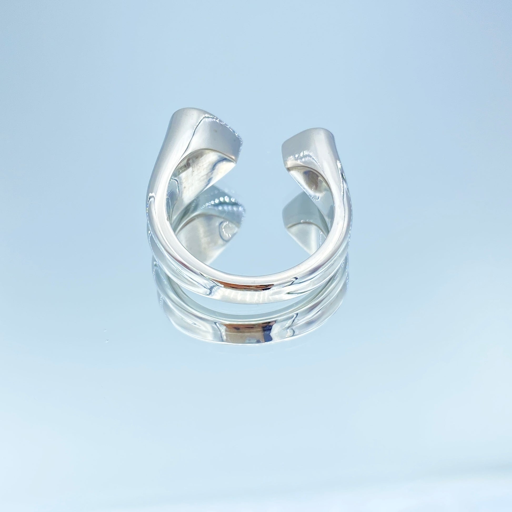 Double Heart Shape Diamond Cuff Ring in 14K White Gold - L and L Jewelry