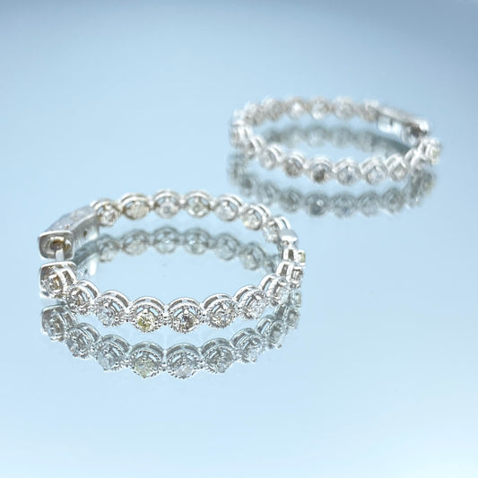 Inside-Out Diamond Hoop Earrings in 14K White Gold - L and L Jewelry