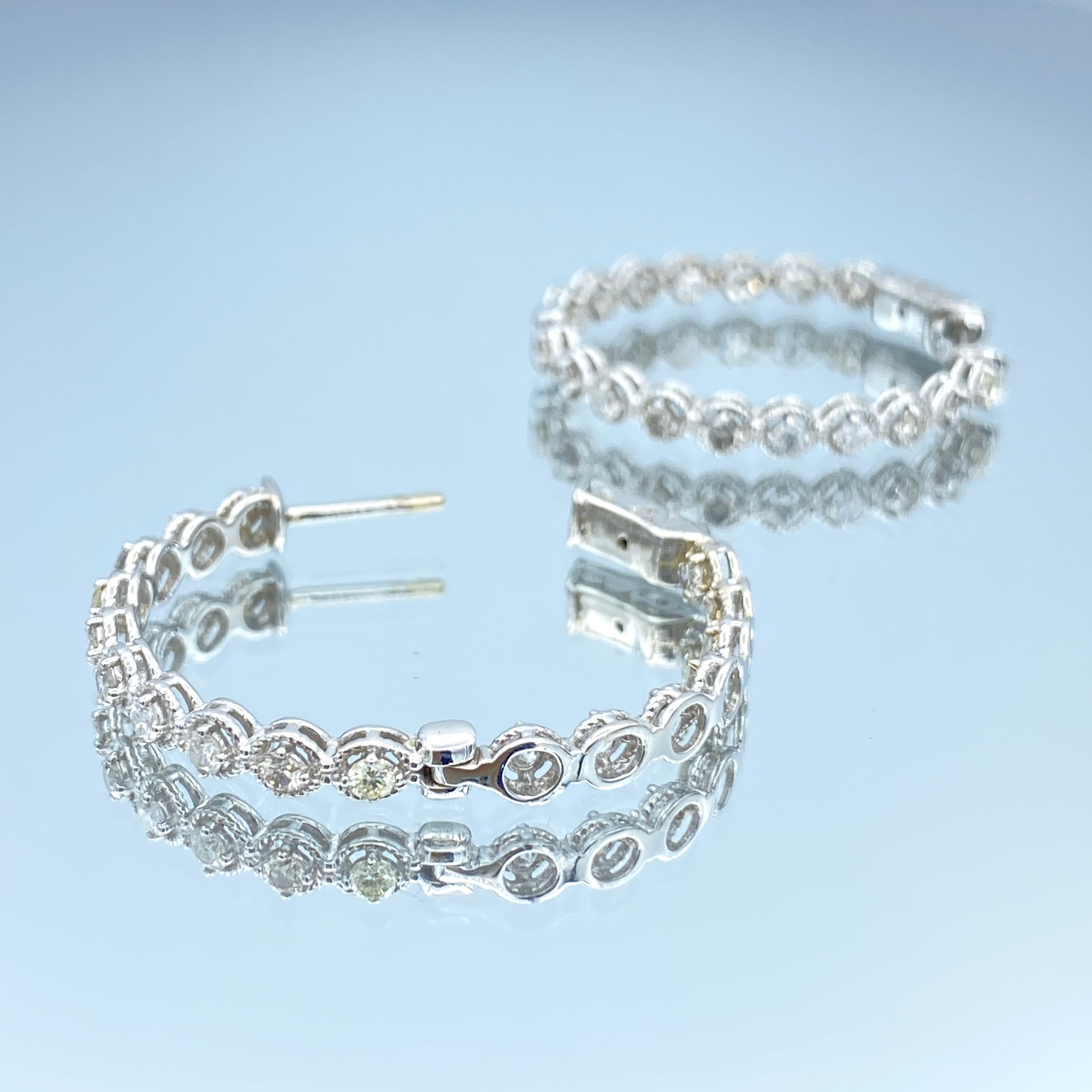 Inside-Out Diamond Hoop Earrings in 14K White Gold - L and L Jewelry