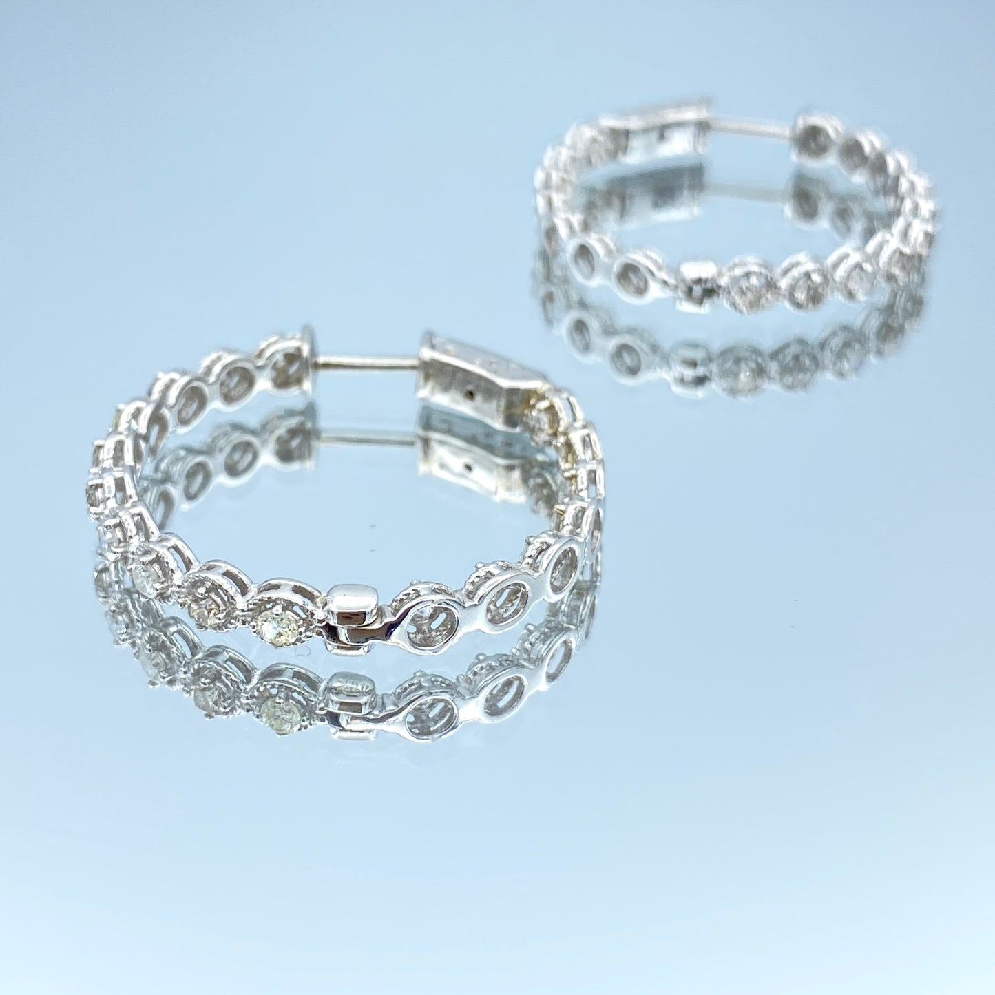 Inside-Out Diamond Hoop Earrings in 14K White Gold - L and L Jewelry