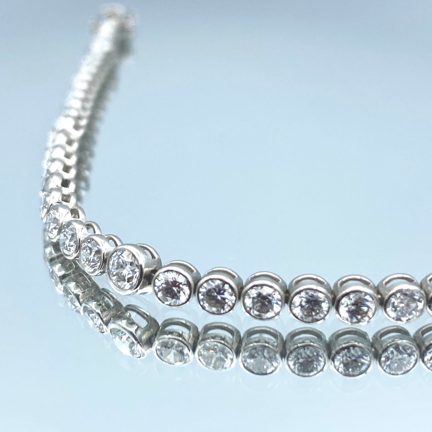 Bezel-Set Diamond Tennis Bracelet in 14K White Gold - L and L Jewelry