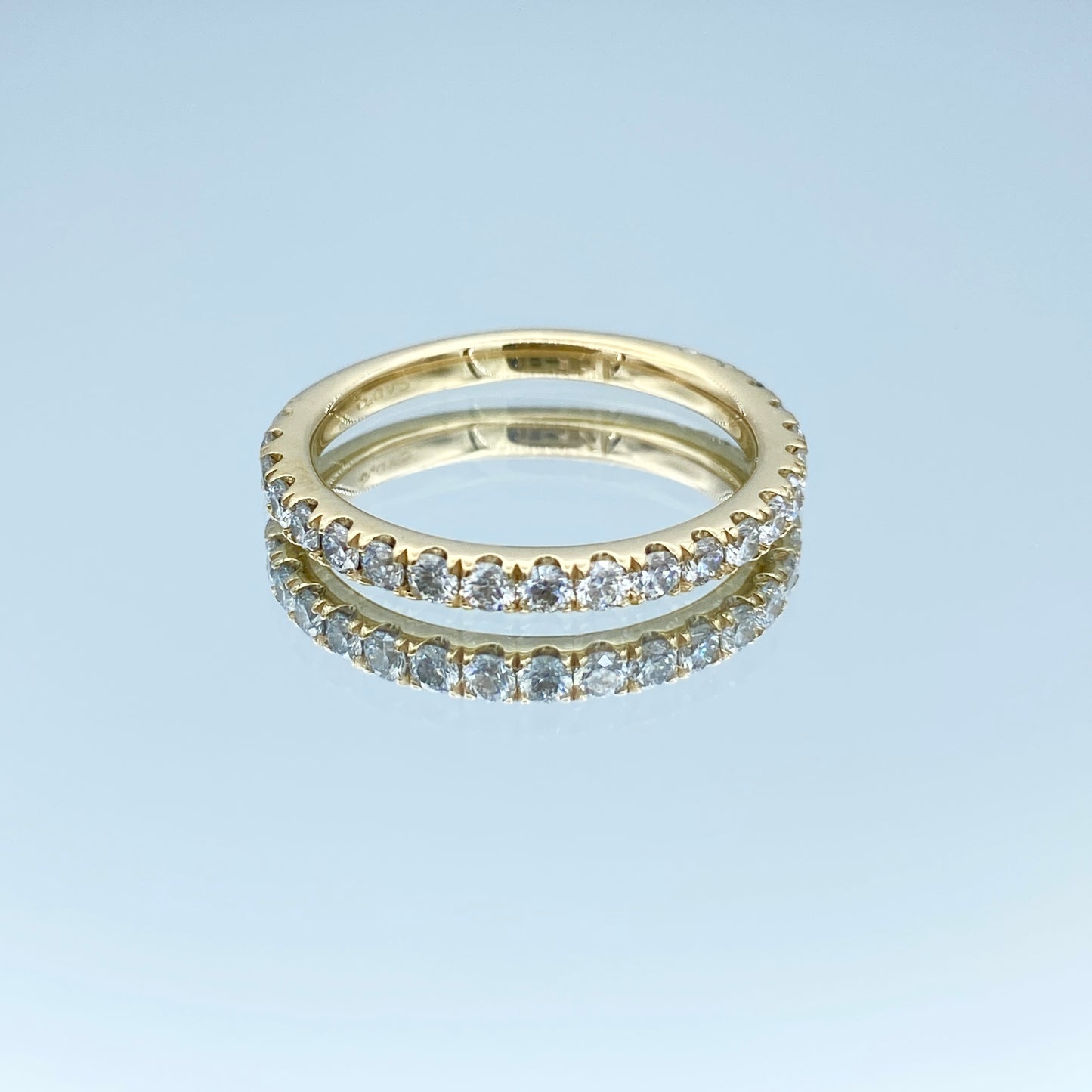 Round Brilliant-Cut Diamond Halfway Eternity Ring in 14K Yellow Gold - L and L Jewelry