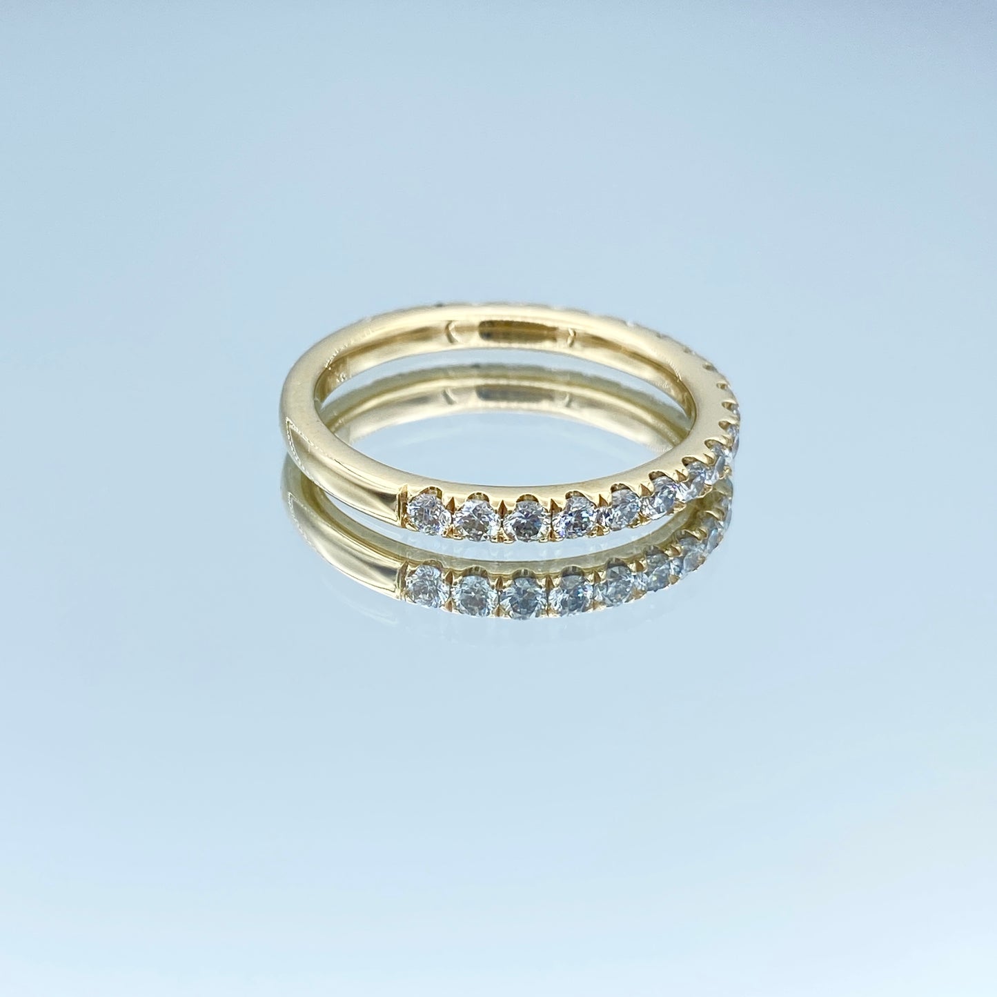 Round Brilliant-Cut Diamond Halfway Eternity Ring in 14K Yellow Gold - L and L Jewelry