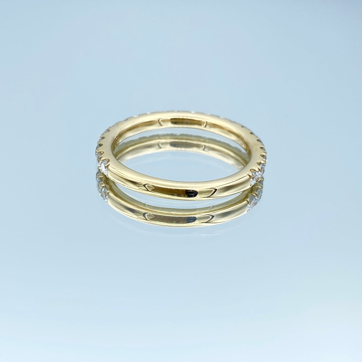 Round Brilliant-Cut Diamond Halfway Eternity Ring in 14K Yellow Gold - L and L Jewelry