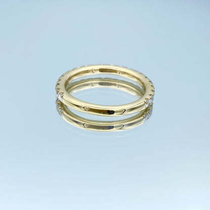 Round Brilliant-Cut Diamond Halfway Eternity Ring in 14K Yellow Gold - L and L Jewelry