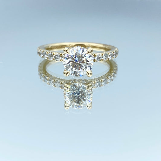 Round-Cut Diamond Engagement Ring in 14K Yellow Gold - L and L Jewelry