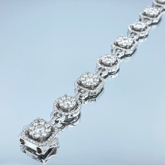 Diamond Halo Statement Bracelet in 14K White Gold - L and L Jewelry