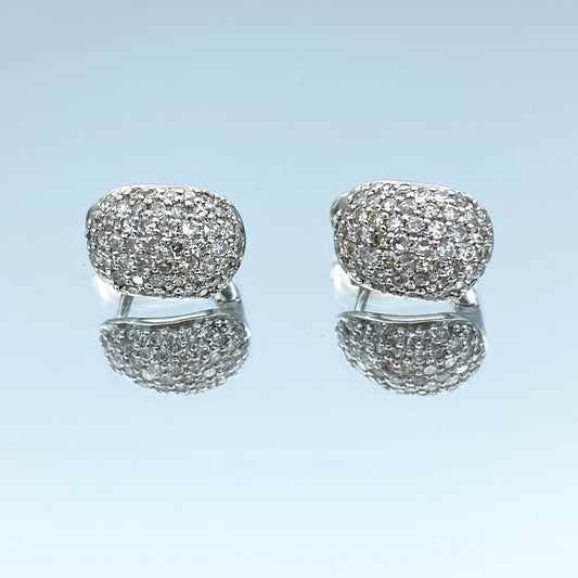 Micro Pave Diamond Huggie Earrings in 14K White Gold - L and L Jewelry