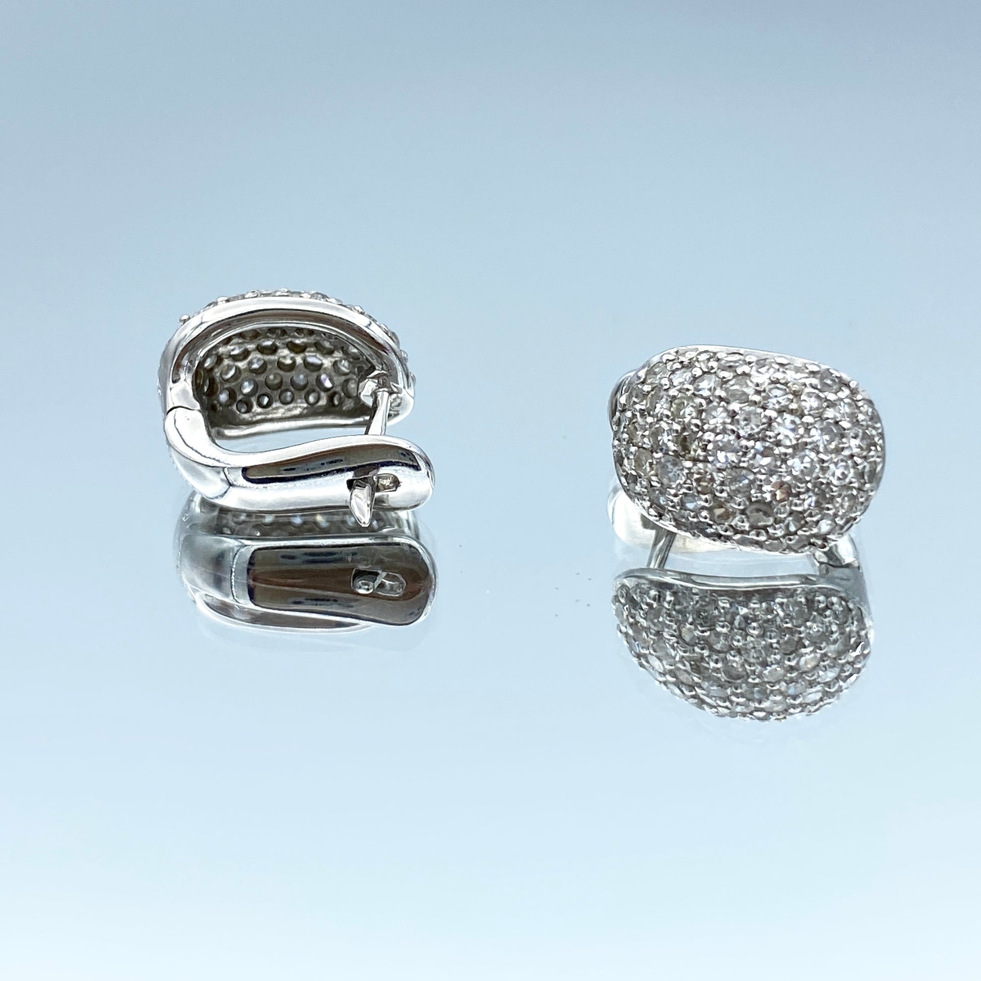 Micro Pave Diamond Huggie Earrings in 14K White Gold - L and L Jewelry