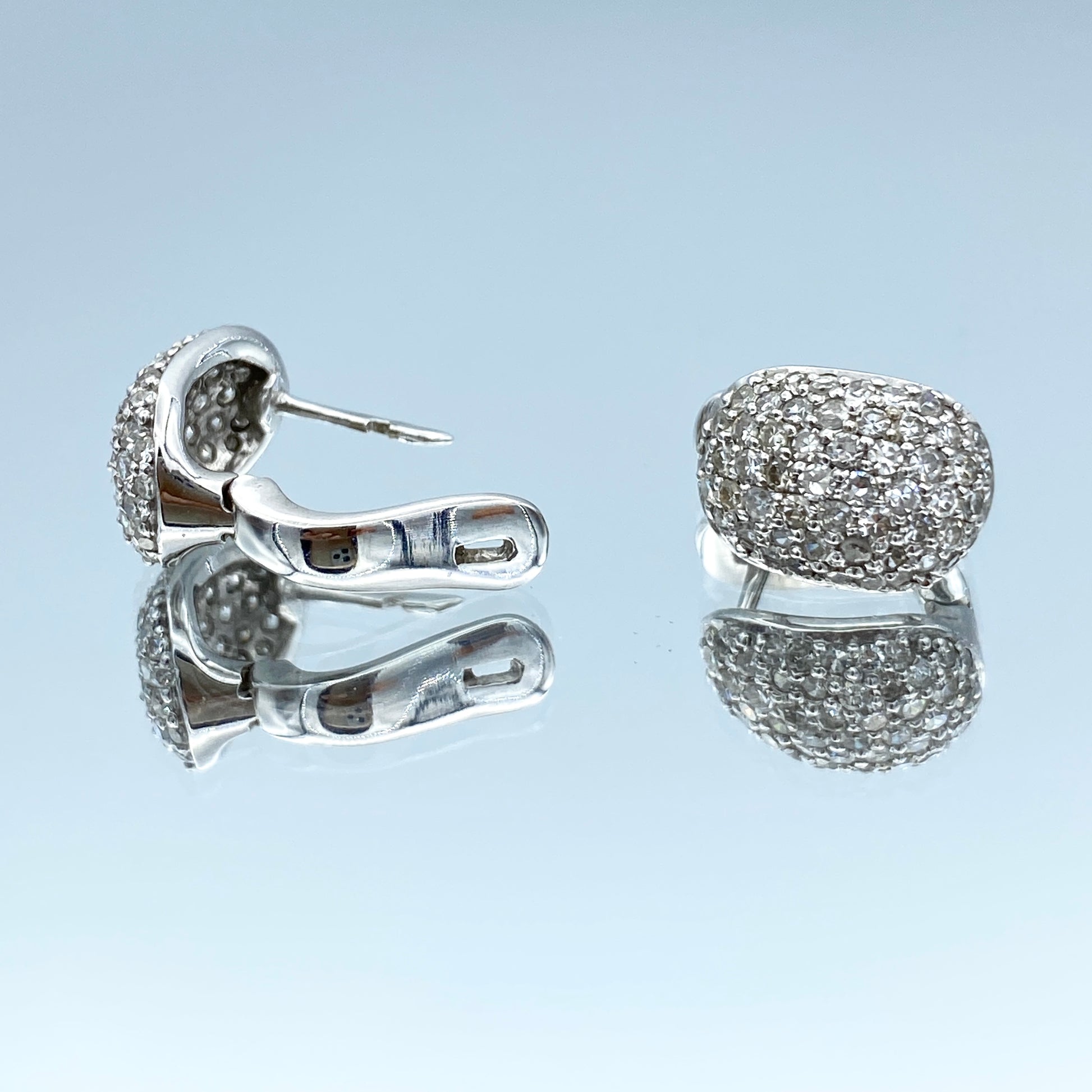 Micro Pave Diamond Huggie Earrings in 14K White Gold - L and L Jewelry