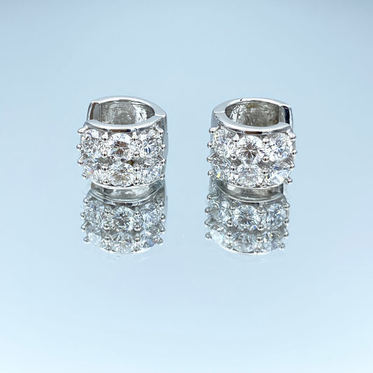 Diamond Huggie Earrings in 14K White Gold - L and L Jewelry