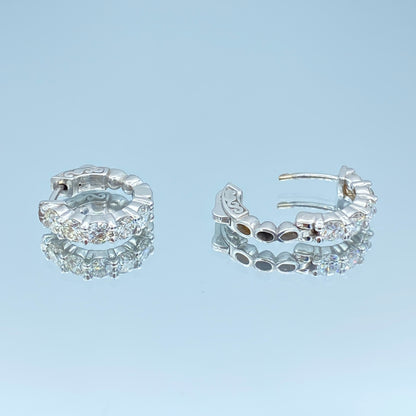 Diamond Huggie Hoop Earrings in 14K White Gold - L and L Jewelry