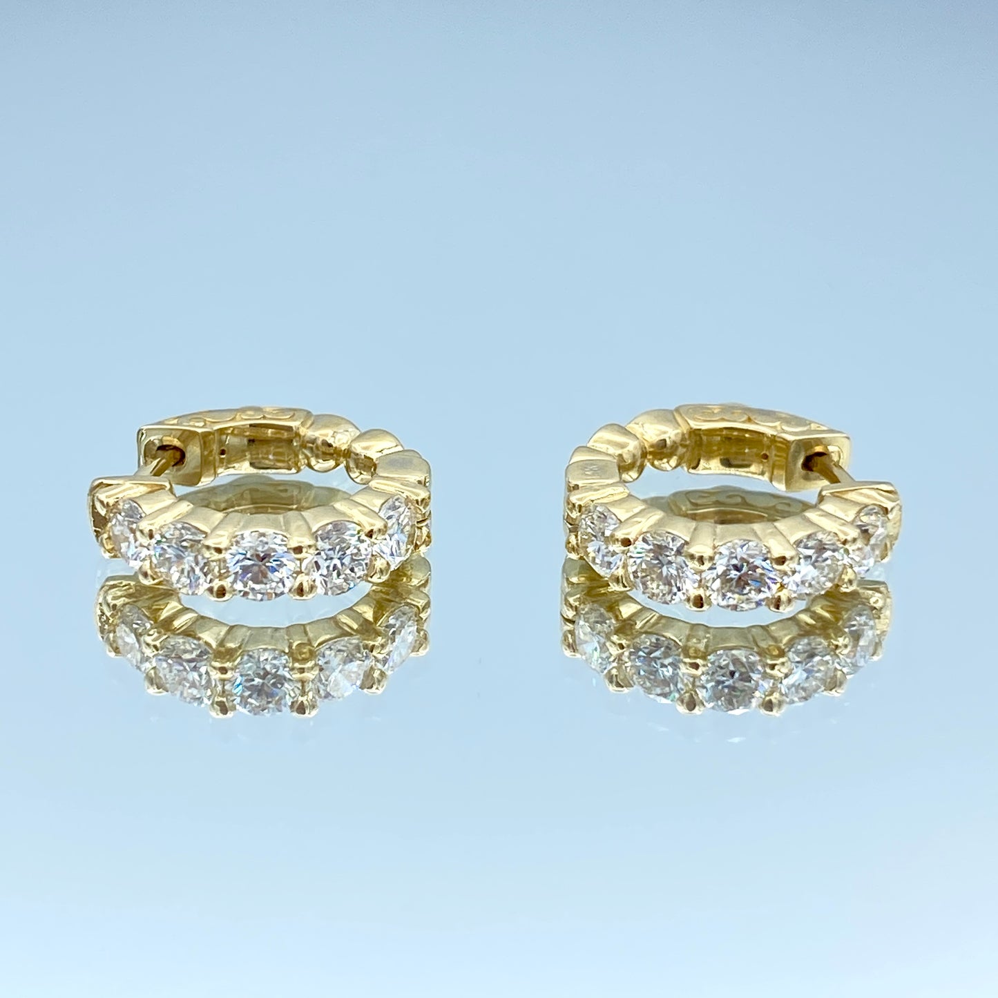 Diamond Hoop Earrings in 14K Yellow Gold - L and L Jewelry