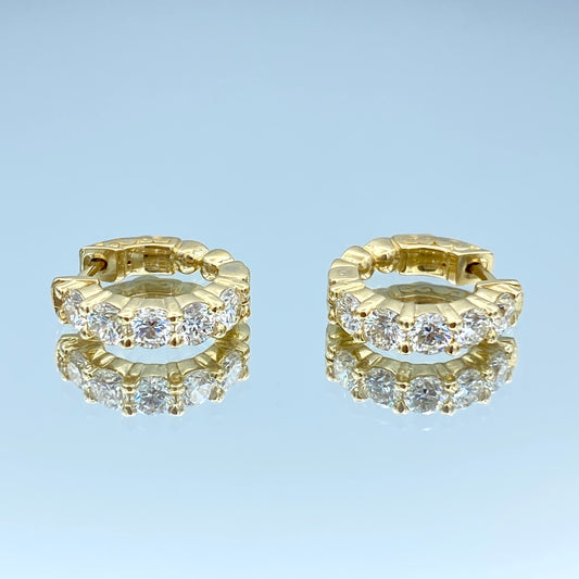 Diamond Hoop Earrings in 14K Yellow Gold - L and L Jewelry