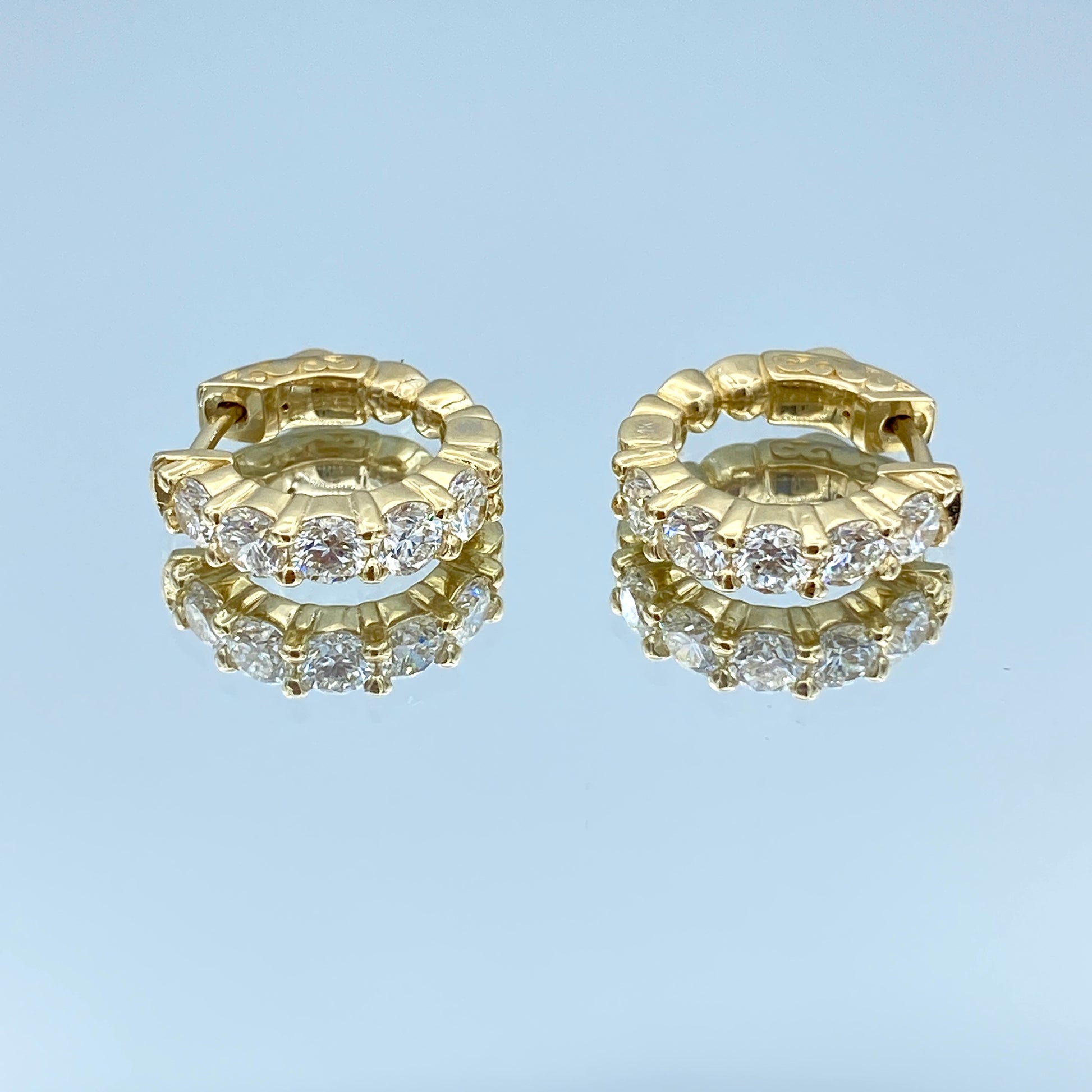 Diamond Hoop Earrings in 14K Yellow Gold - L and L Jewelry