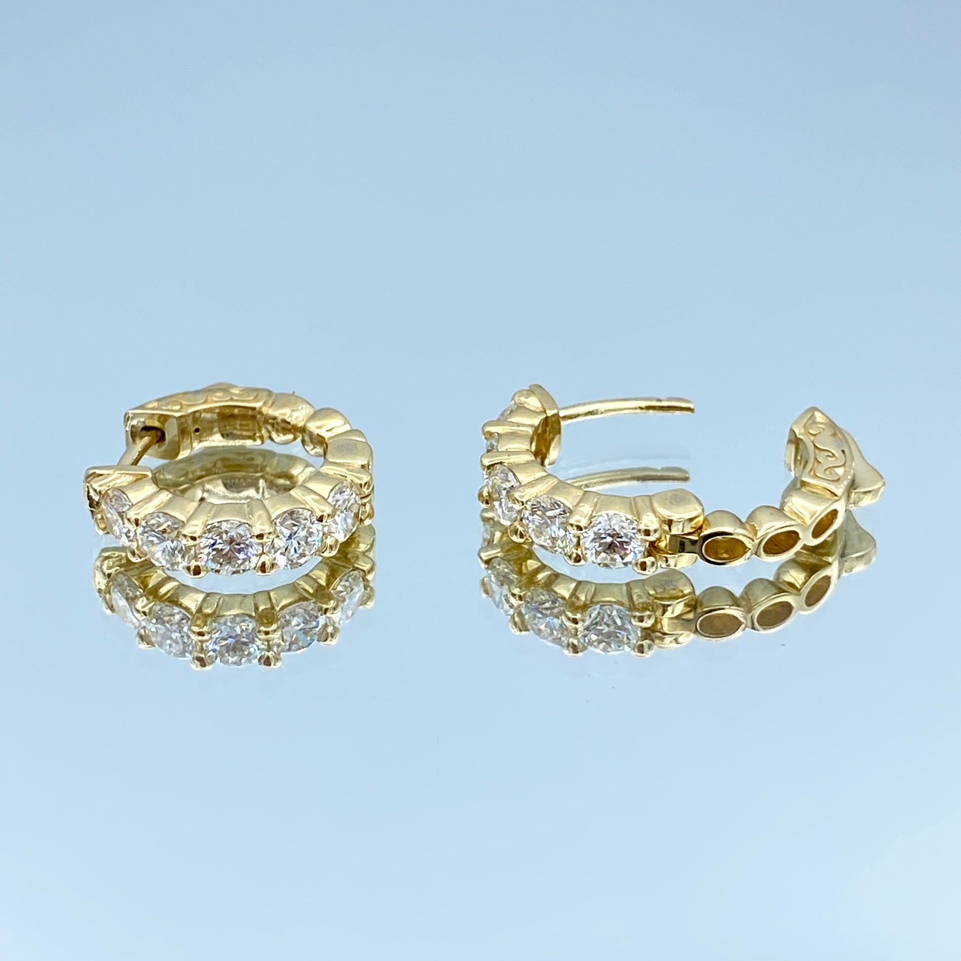 Diamond Hoop Earrings in 14K Yellow Gold - L and L Jewelry